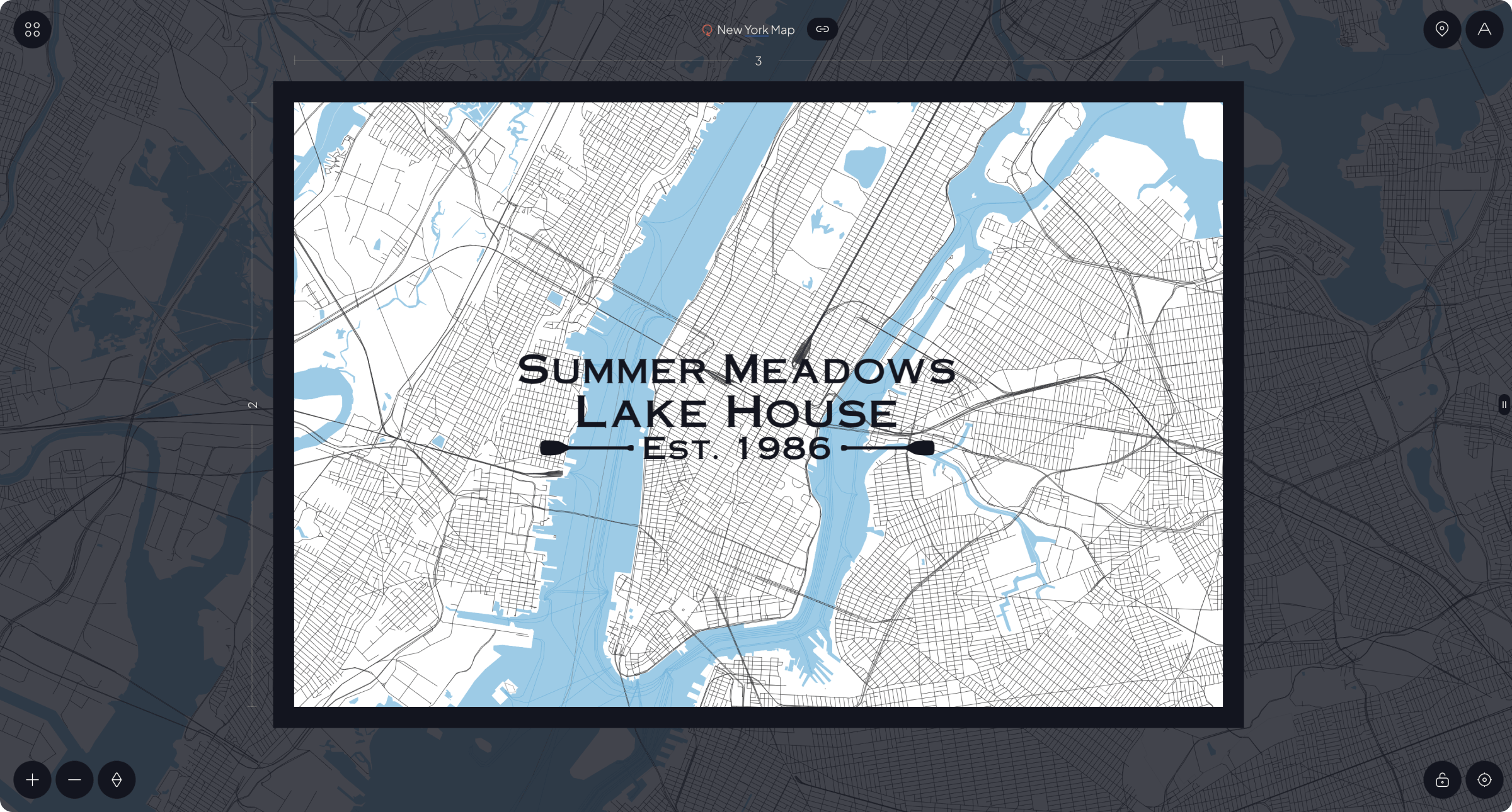 GeoCarve customized street map with a personalized title in the export preview