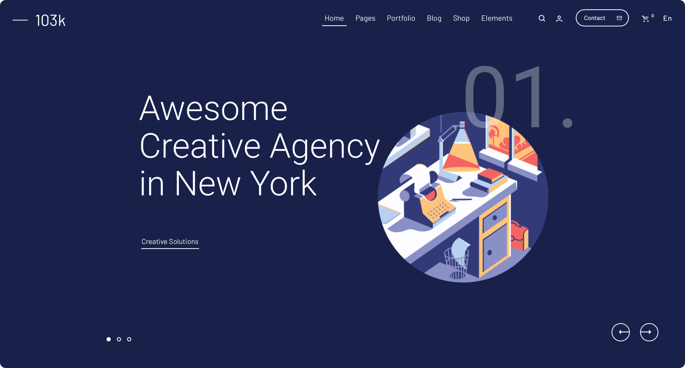 Hundred & Three creative agency demo with an illustrated homepage