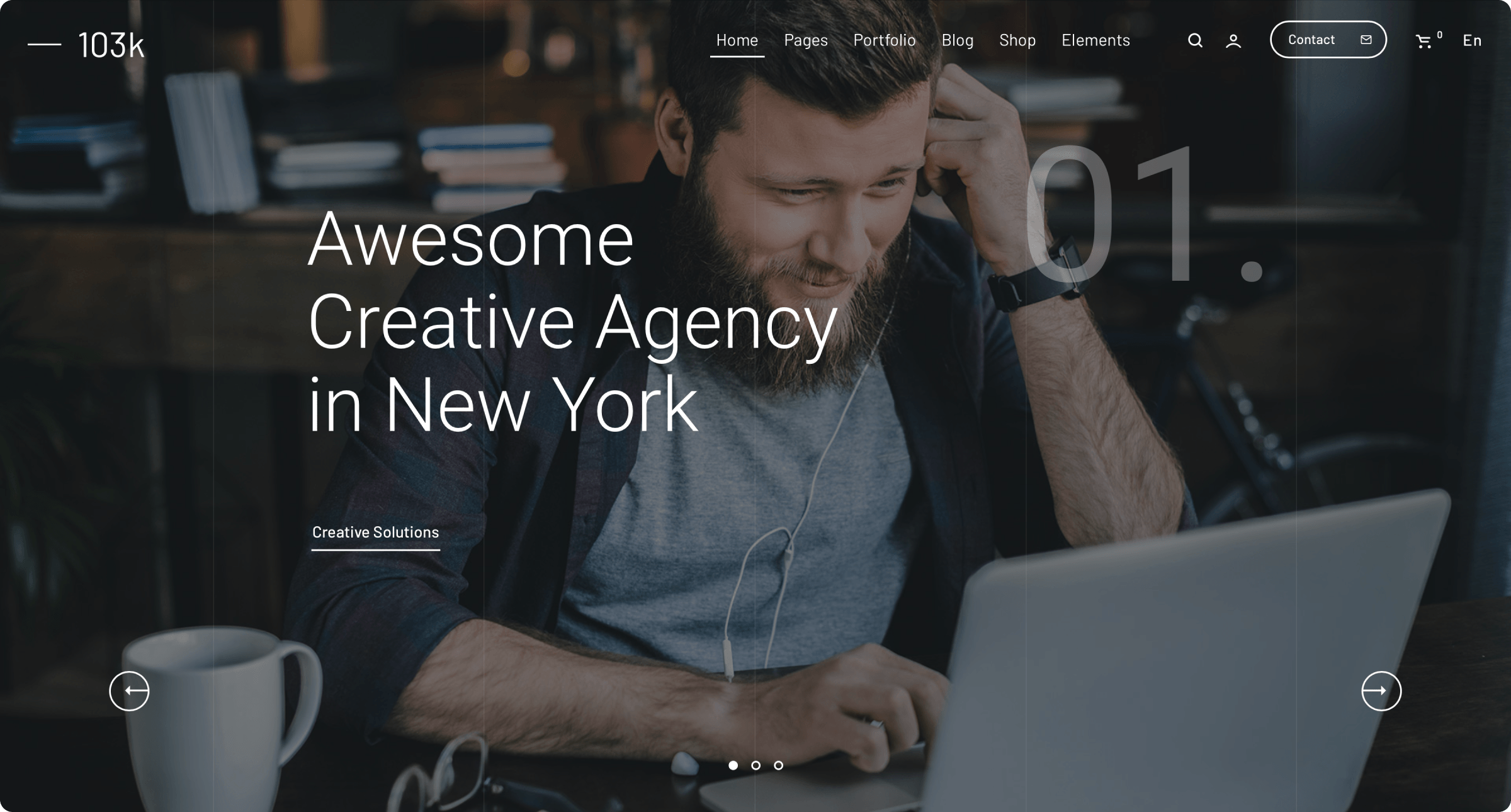 Hundred & Three agency homepage demo with a full-width photograph