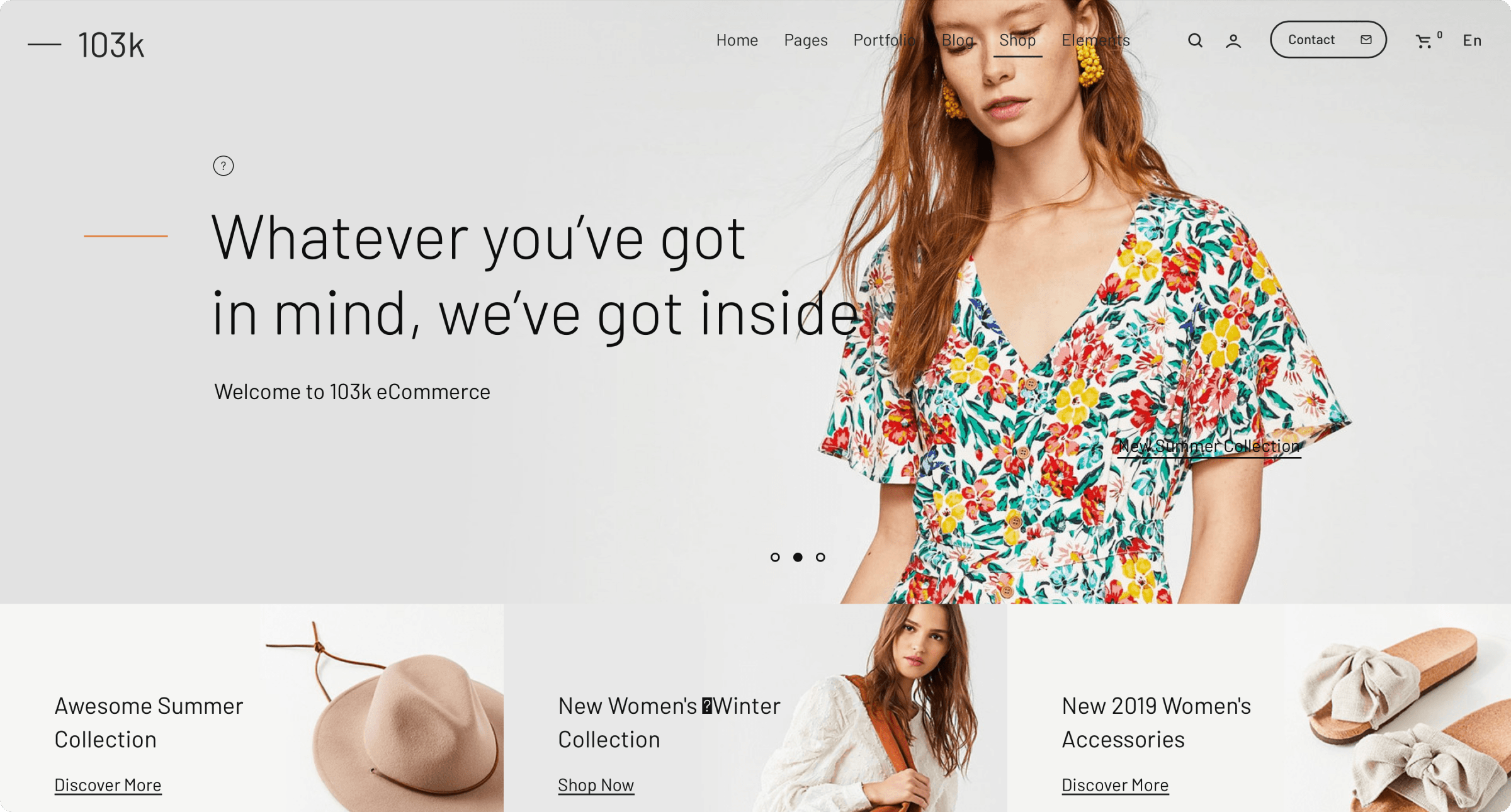 Hundred & Three online store demo with fashion collections and product previews