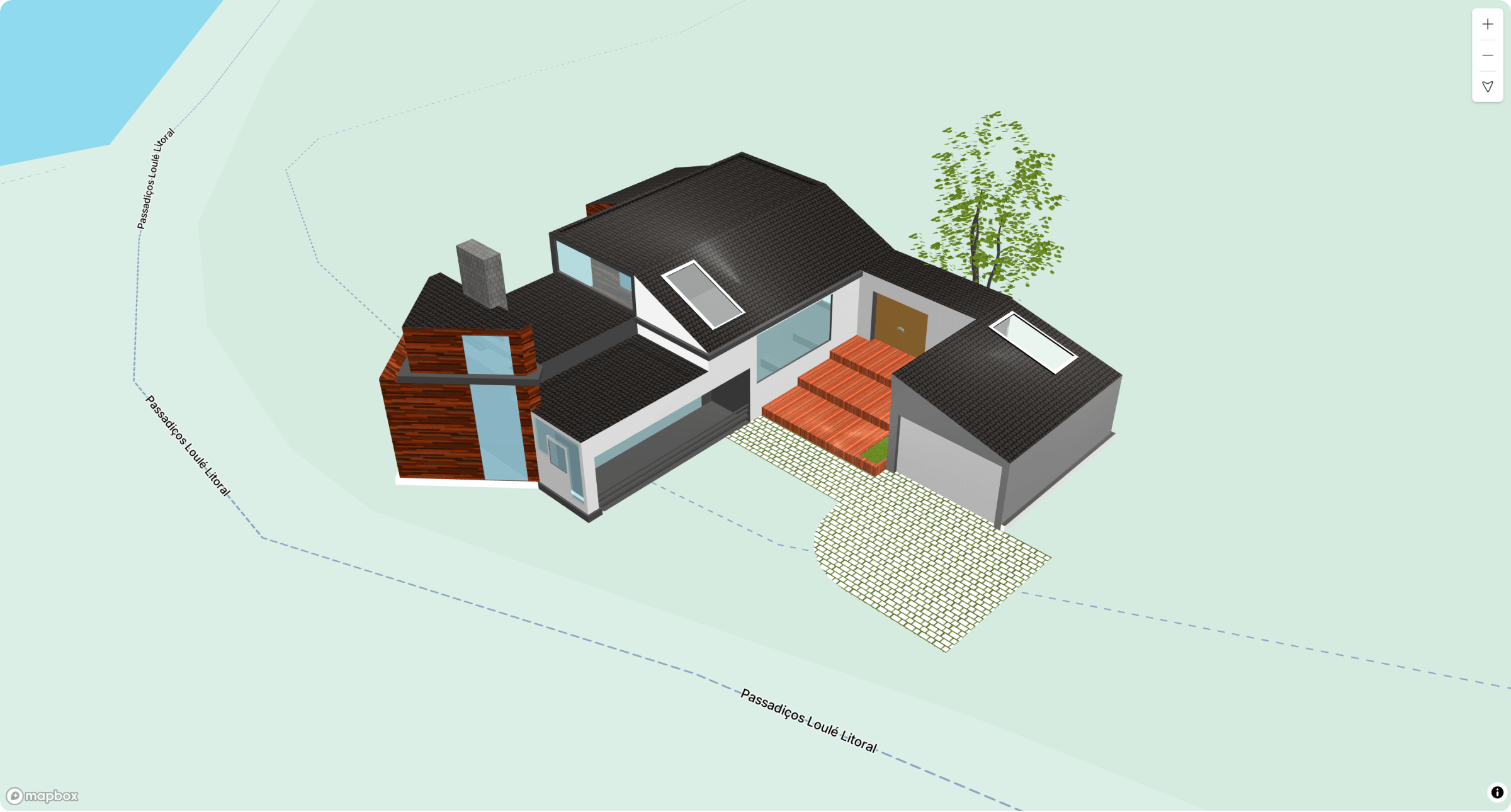Treweler 3D Models Addon displaying a house floor plan on a map